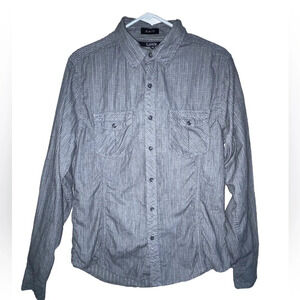 Carbon Slim Fit Long Sleeve Button Shirt Men's Size Medium Gray Front Pockets